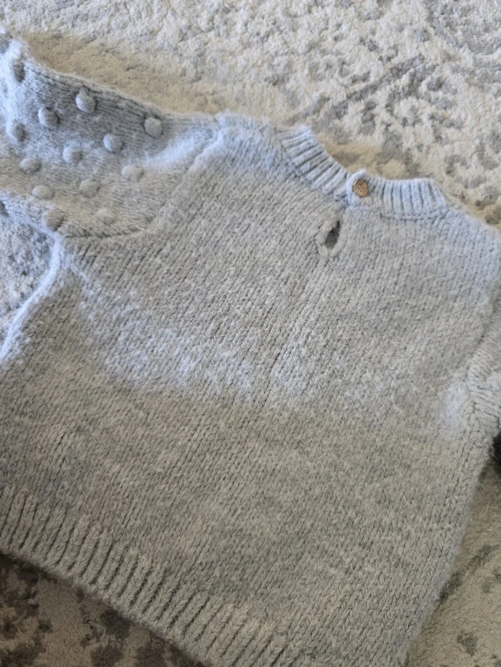 Zara Light blue Pom-Pom Knit Sweater